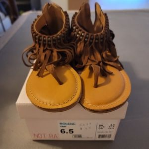 Brown fringe sandals